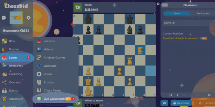 ChessKid puts students' chess skills to the test in a livestreamed Kahoot!  game